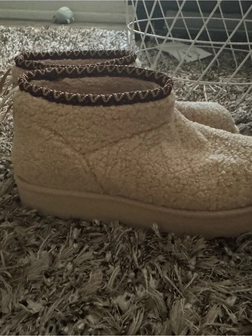 Cream Sherpa Platform Slip-On Boots - Women